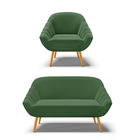 Kit 01 Namoradeira 02 Lugares E 01 Poltrona Giovana Suede Pés