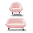 Kit 01 Namoradeira 02 Lugares E 01 Poltrona Giovana Suede Pés