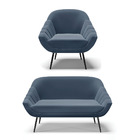 Kit 01 Namoradeira 02 Lugares E 01 Poltrona Giovana Suede Pés