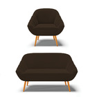 Kit 01 Namoradeira 02 Lugares E 01 Poltrona Giovana Suede Pés