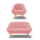 Kit 01 Namoradeira 02 Lugares E 01 Poltrona Giovana Suede Pés