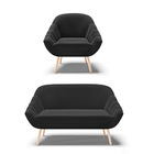 Kit 01 Namoradeira 02 Lugares E 01 Poltrona Giovana Suede Pés