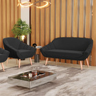 Kit 01 Namoradeira 02 Lugares E 01 Poltrona Giovana Suede Pés