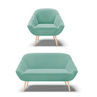 Kit 01 Namoradeira 02 Lugares E 01 Poltrona Giovana Suede Pés