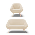 Kit 01 Namoradeira 02 Lugares E 01 Poltrona Giovana Suede Pés