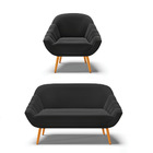 Kit 01 Namoradeira 02 Lugares E 01 Poltrona Giovana Suede Pés