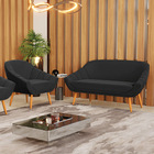 Kit 01 Namoradeira 02 Lugares E 01 Poltrona Giovana Suede Pés