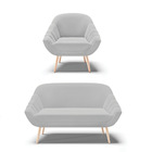 Kit 01 Namoradeira 02 Lugares E 01 Poltrona Giovana Suede Pés