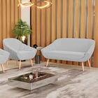 Kit 01 Namoradeira 02 Lugares E 01 Poltrona Giovana Suede Pés