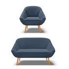 Kit 01 Namoradeira 02 Lugares E 01 Poltrona Giovana Suede Pés