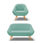 Kit 01 Namoradeira 02 Lugares E 01 Poltrona Giovana Suede Pés