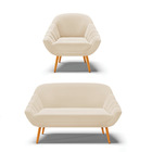 Kit 01 Namoradeira 02 Lugares E 01 Poltrona Giovana Suede Pés