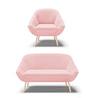 Kit 01 Namoradeira 02 Lugares E 01 Poltrona Giovana Suede Pés