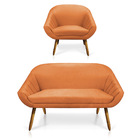 Kit 01 Namoradeira 02 Lugares E 01 Poltrona Giovana Suede Tel