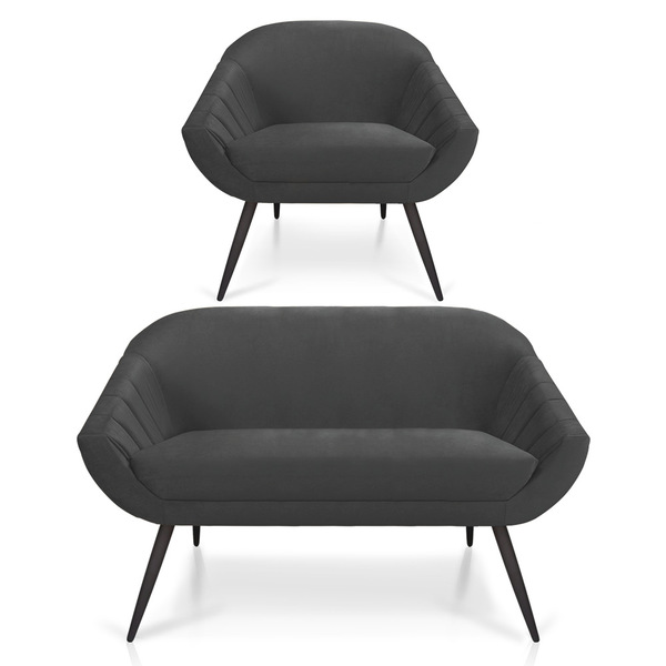 Kit 01 Namoradeira 02 Lugares E 01 Poltrona Giovana Veludo Gr