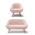 Kit 01 Namoradeira 02 Lugares E 01 Poltrona Giovana Veludo Pé