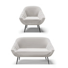 Kit 01 Namoradeira 02 Lugares E 01 Poltrona Giovana Veludo Pé