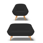 Kit 01 Namoradeira 02 Lugares E 01 Poltrona Giovana Veludo Pé