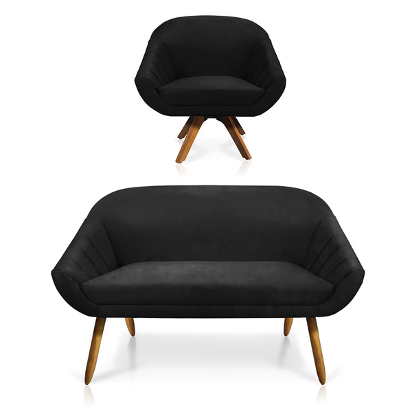 Kit 01 Namoradeira 02 Lugares E 01 Poltrona Giratória Giovana