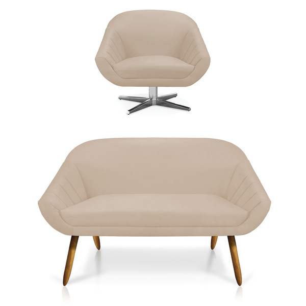 Kit 01 Namoradeira 02 Lugares E 01 Poltrona Giratória Giovana