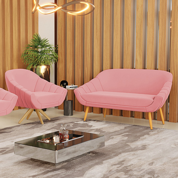 Kit 01 Namoradeira 02 Lugares E 01 Poltrona Giratória Giovana