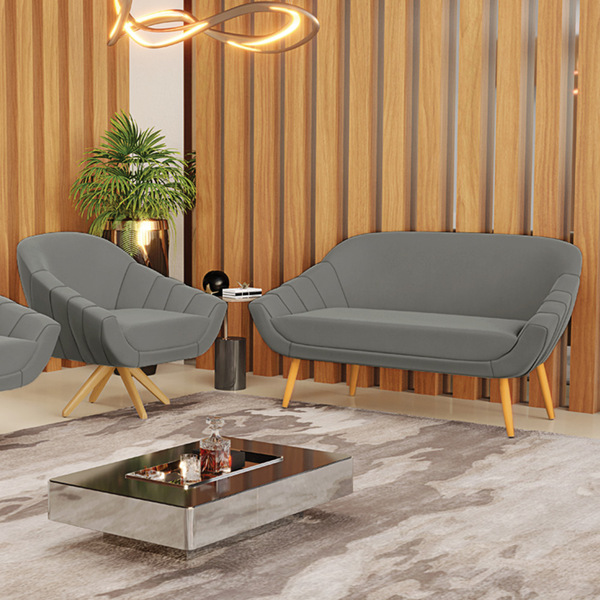 Kit 01 Namoradeira 02 Lugares E 01 Poltrona Giratória Giovana