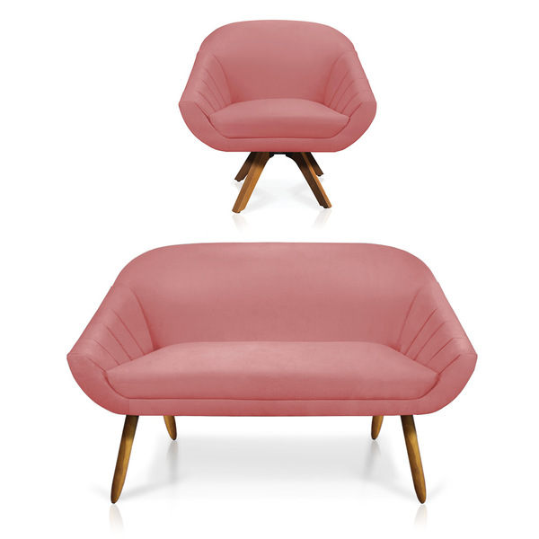 Kit 01 Namoradeira 02 Lugares E 01 Poltrona Giratória Giovana