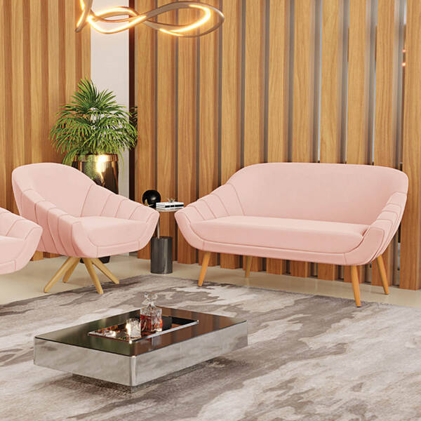 Kit 01 Namoradeira 02 Lugares E 01 Poltrona Giratória Giovana