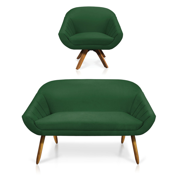 Kit 01 Namoradeira 02 Lugares E 01 Poltrona Giratória Giovana