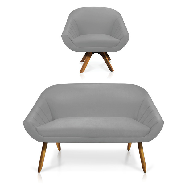 Kit 01 Namoradeira 02 Lugares E 01 Poltrona Giratória Giovana