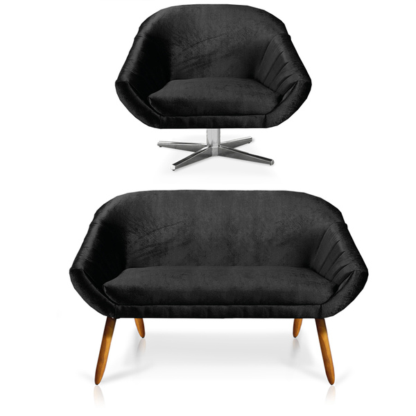 Kit 01 Namoradeira 02 Lugares E 01 Poltrona Giratória Giovana