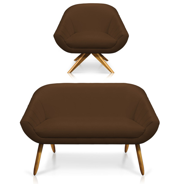 Kit 01 Namoradeira 02 Lugares E 01 Poltrona Giratória Giovana