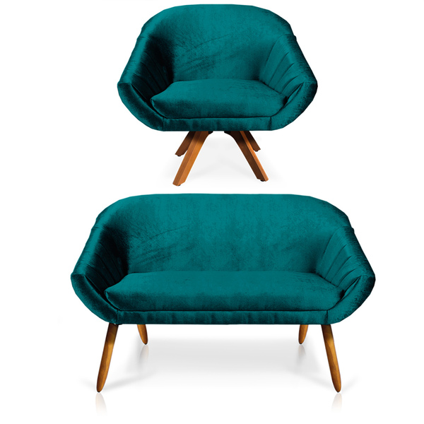 Kit 01 Namoradeira 02 Lugares E 01 Poltrona Giratória Giovana