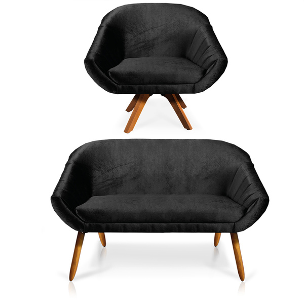 Kit 01 Namoradeira 02 Lugares E 01 Poltrona Giratória Giovana