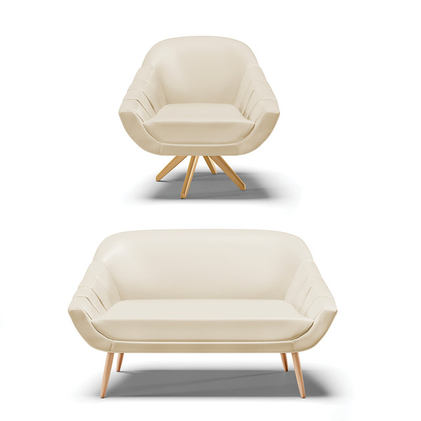 Kit 01 Namoradeira 02 Lugares E 01 Poltrona Giratória Giovana