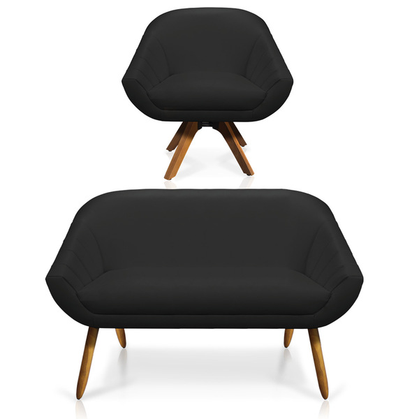 Kit 01 Namoradeira 02 Lugares E 01 Poltrona Giratória Giovana