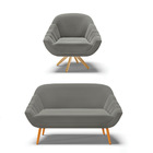 Kit 01 Namoradeira 02 Lugares E 01 Poltrona Giratória Giovana