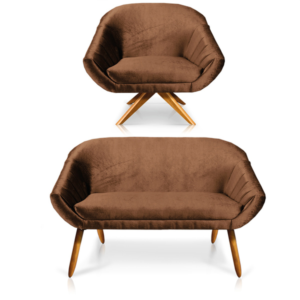 Kit 01 Namoradeira 02 Lugares E 01 Poltrona Giratória Giovana