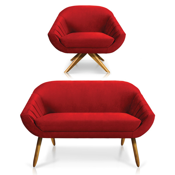 Kit 01 Namoradeira 02 Lugares E 01 Poltrona Giratória Giovana