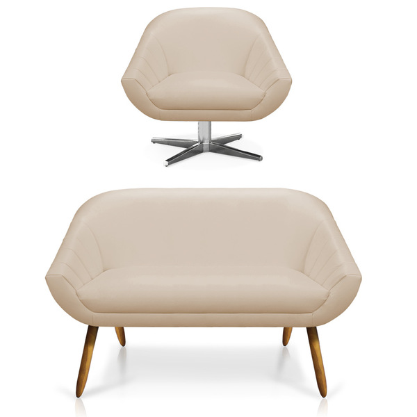 Kit 01 Namoradeira 02 Lugares E 01 Poltrona Giratória Giovana