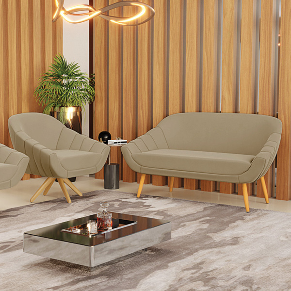 Kit 01 Namoradeira 02 Lugares E 01 Poltrona Giratória Giovana