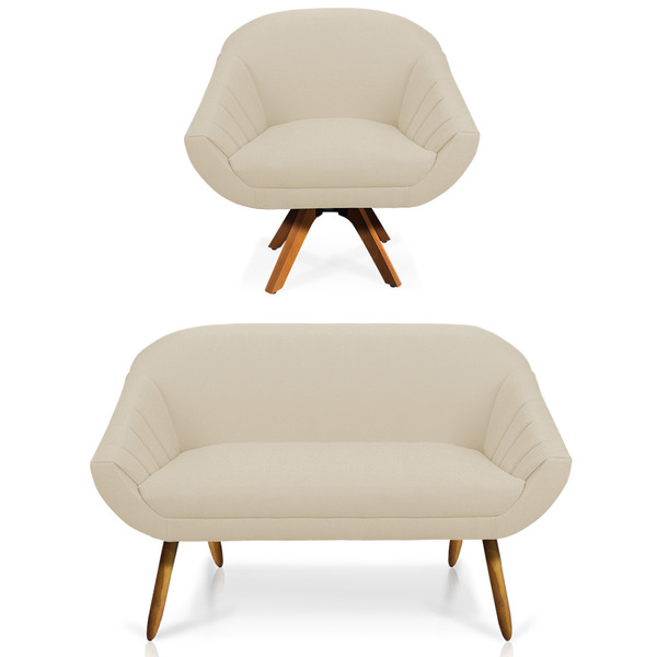 Kit 01 Namoradeira 02 Lugares E 01 Poltrona Giratória Giovana