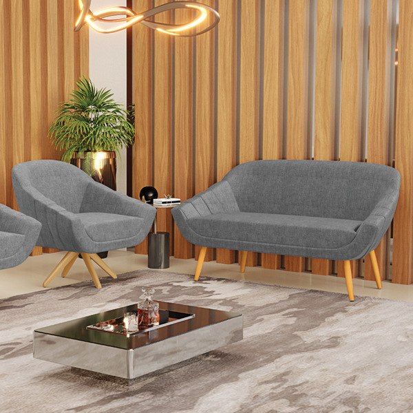 Kit 01 Namoradeira 02 Lugares E 01 Poltrona Giratória Giovana