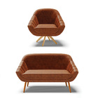 Kit 01 Namoradeira 02 Lugares E 01 Poltrona Giratória Giovana