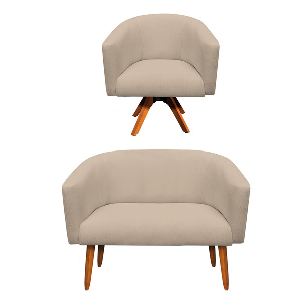 Kit 01 Namoradeira 02 Lugares E 01 Poltrona Giratória Stella