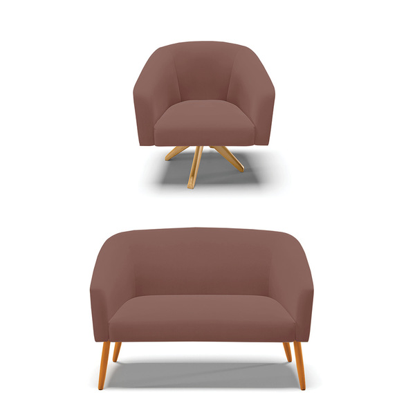 Kit 01 Namoradeira 02 Lugares E 01 Poltrona Giratória Stella