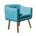 Kit 01 Namoradeira 02 Lugares E 01 Poltrona Julia Suede Azul