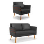 Kit 01 Namoradeira 02 Lugares E 01 Poltrona Mari Corino Pés P