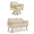 Kit 01 Namoradeira 02 Lugares E 01 Poltrona Mari Linho Base D