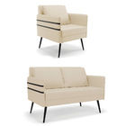 Kit 01 Namoradeira 02 Lugares E 01 Poltrona Mari Linho Bege A